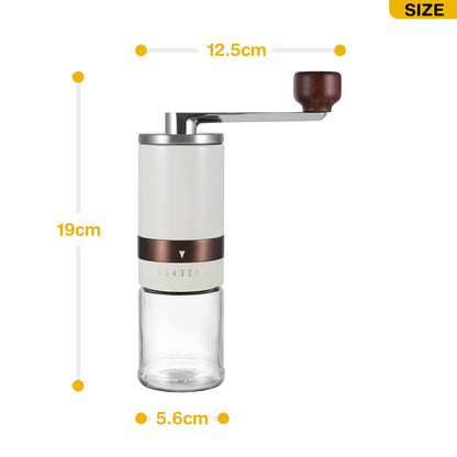 Vucchini Manual Coffee Grinder with External Adjustable Coarseness, Stainless Steel, Ceramic Conical Burr, Milk White, Portable Grinder for On-the-Go in Home Office.