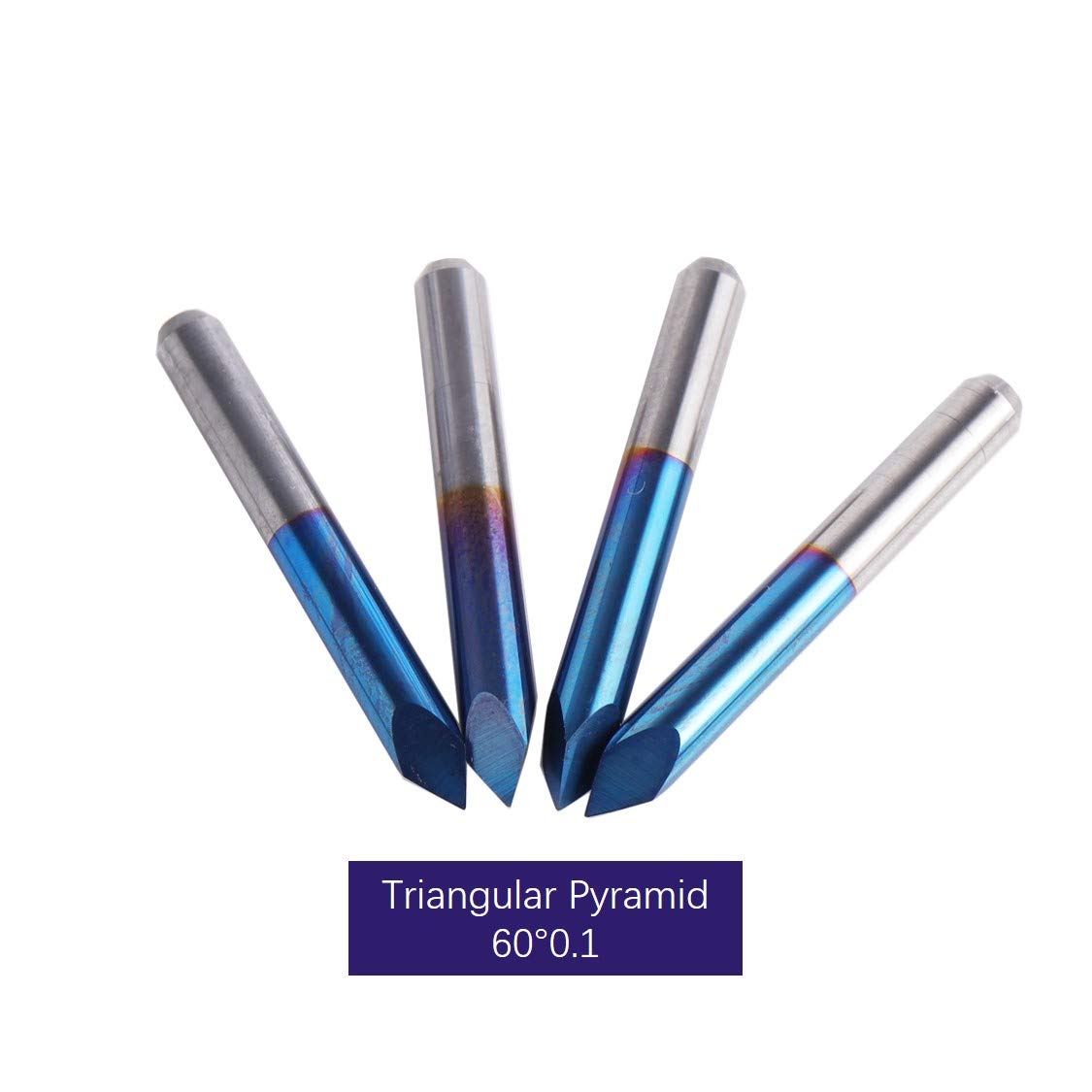 10 pieces 60-degree 0.1mm V-shape engraving bits with triangular pyramid V-bit nano-coating for acrylic, wood, PVC, engraving, and milling.