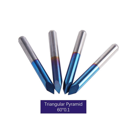 10 pieces 60-degree 0.1mm V-shape engraving bits with triangular pyramid V-bit nano-coating for acrylic, wood, PVC, engraving, and milling.
