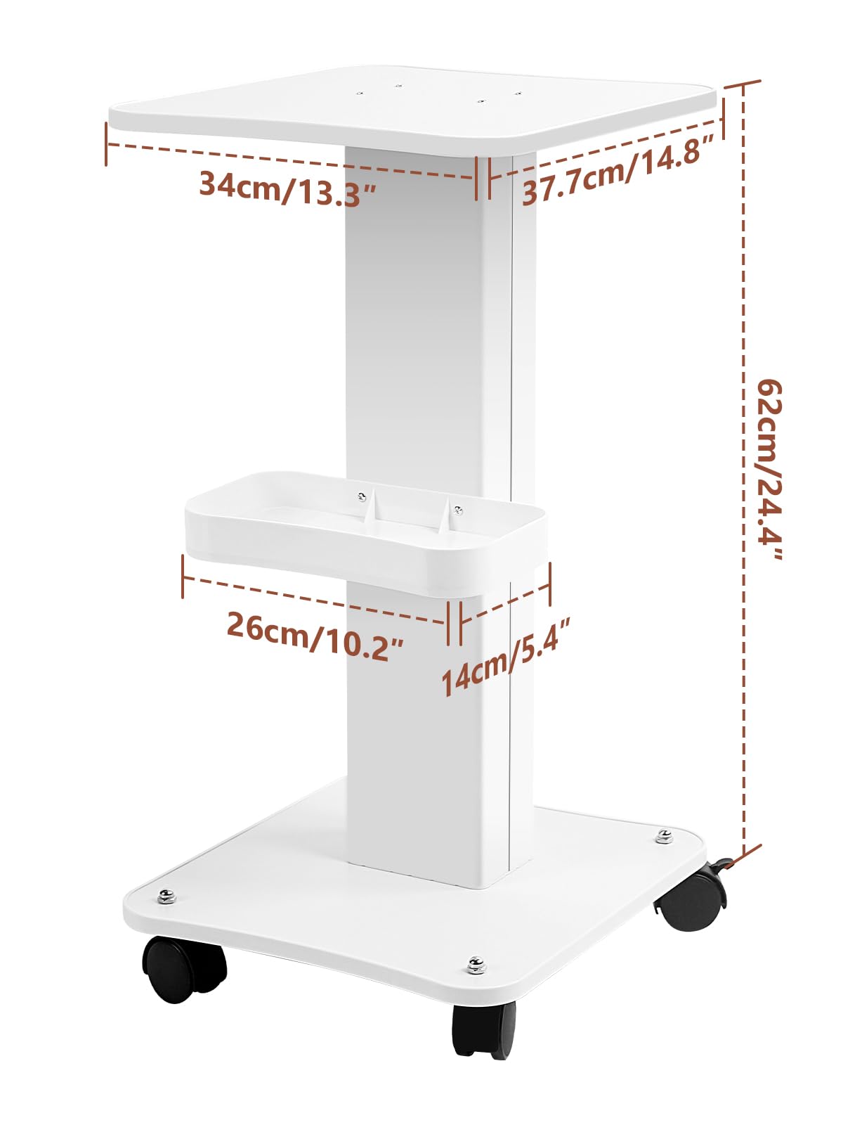 Kalolary Beauty Salon Trolley Portable Cart with Storage Shelf & Universal Wheel Equipment Cart Stylist Rolling Cart for Beauty Tools.
