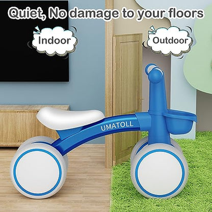 Umatoll Kids Balance Bike from 1 year, Toy for 12-24 months, Baby walking bike with basket for boys girls, Gifts for 1 year old birthday (Blue)