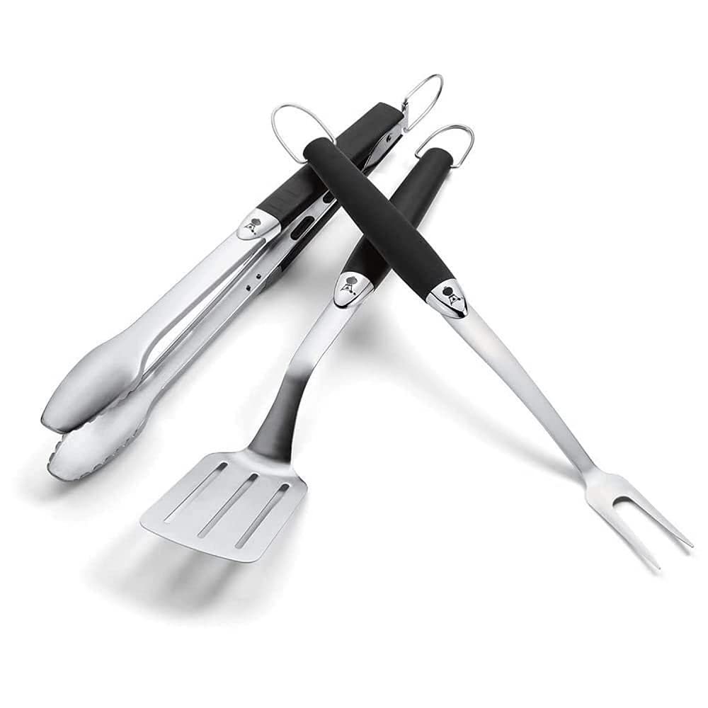 Weber-Stephen 6630 Grill Tool Set 3-piece, Stainless Steel, Black