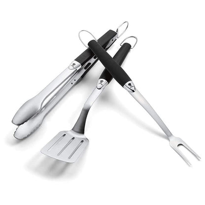Weber-Stephen 6630 Grill Tool Set 3-piece, Stainless Steel, Black