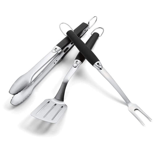 Weber-Stephen 6630 Grill Tool Set 3-piece, Stainless Steel, Black