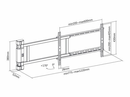 MULTIBRACKETS - TV wall mount with motor and remote control for TV. Ref. Motorswingarm XL Large.
