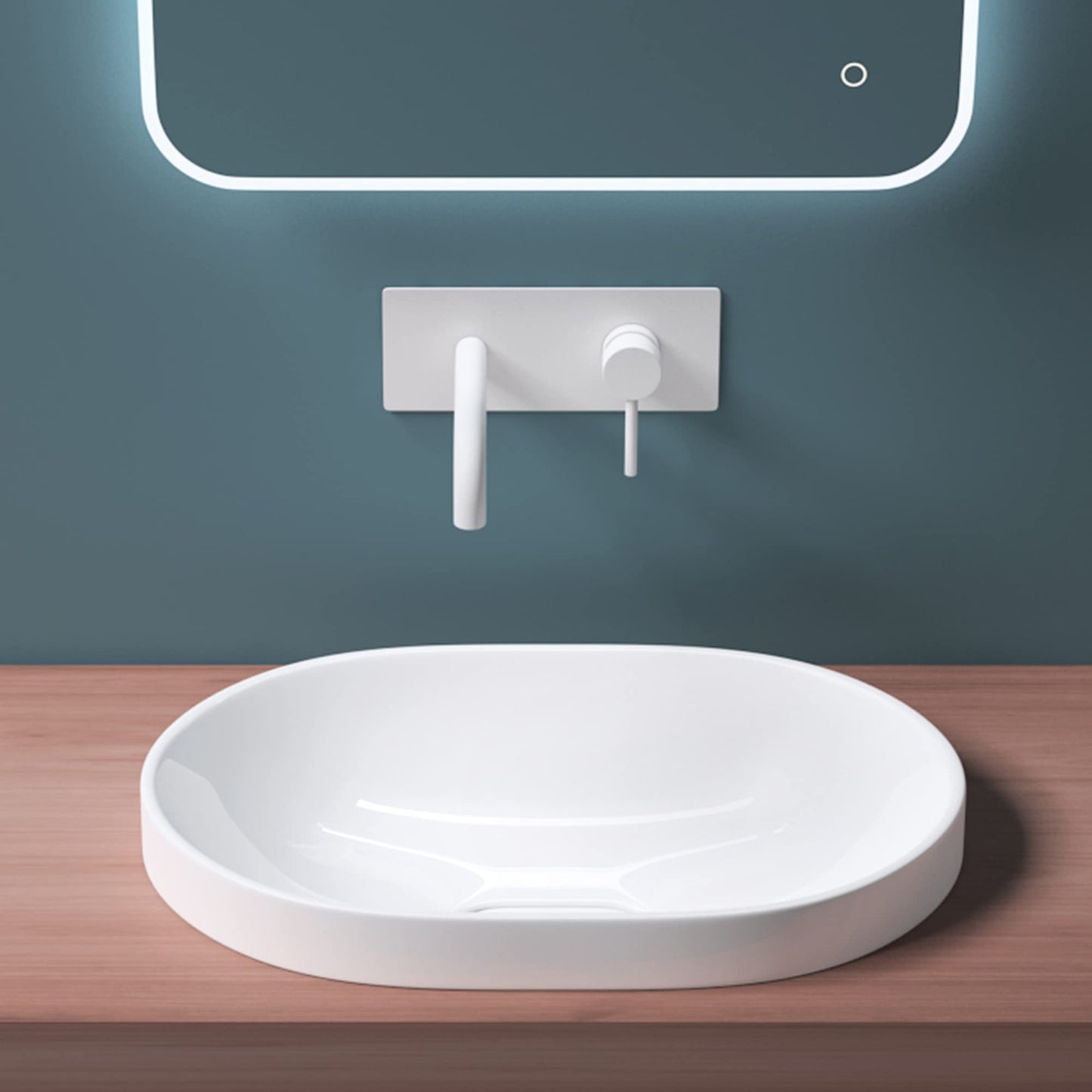 May & May countertop sink, white Brussels5006 made of ceramic, with nano-coating.
