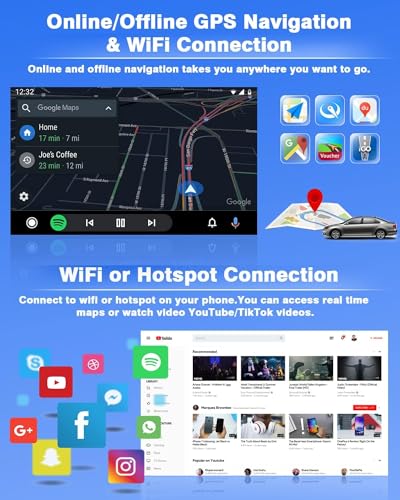 [2GB+64GB] Android 13 car stereo, CarPlay Android Auto Wireless, for FIAT 500 2007-2015 radio, 7" screen car radio, Bluetooth, GPS WiFi HiFi FM SWC USB, rearview camera