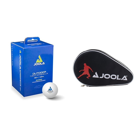 JOOLA 42183 Table Tennis Balls Outdoor 40+ mm Table Tennis Training Balls, White, 12 Pack & 80505 Table Tennis Racket Cover Pocket Double Table Tennis Case