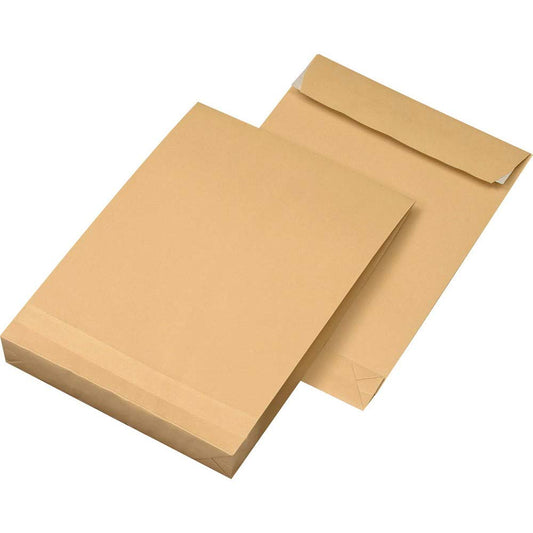 100 B4 size 250 x 353 mm brown kraft paper envelopes, self-adhesive seal, without window, 130gsm
