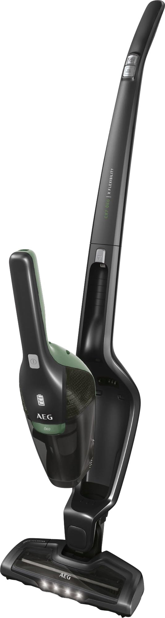 AEG Series 3000 Ergorapido CX7-2-45MÖ 2-in-1 cordless vacuum cleaner, made from 50% recycled materials, bagless, up to 45 mins runtime, freestanding, maneuverable, brush cleaning function, LED, 0.5L, black
