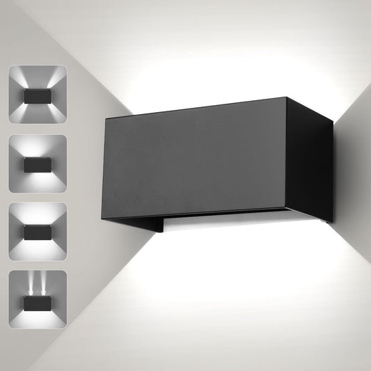 ENCOFT LED Wall Light Indoor/Outdoor 24W Black, Outdoor Wall Lamp, IP65 Waterproof Outdoor Wall Light, 6000K Cool White Exterior Light, Up Down Wall Lights Adjustable Light Beam for Balcony.