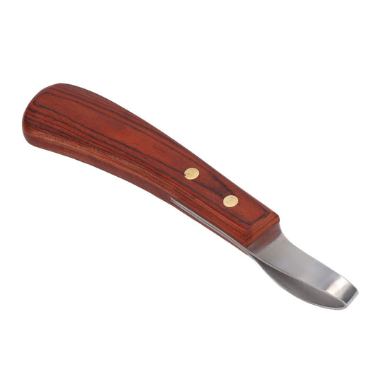 FOUF Hoof Knife, Double-Edged Hoof Knife made of leather with rubber-wood handle, Professional Farrier Tool Sets, Leather Right-Handed Hoof Knife, Versatile for Farriers, Veterinarians, Riders