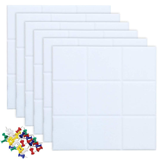 Uoisaiko Large Felt Bulletin Board with 30 Push Pins, 6 Pack 30x30cm Felt Memo Boards Bulletin Board Wall Decor for Office Kitchen, Photos Memos