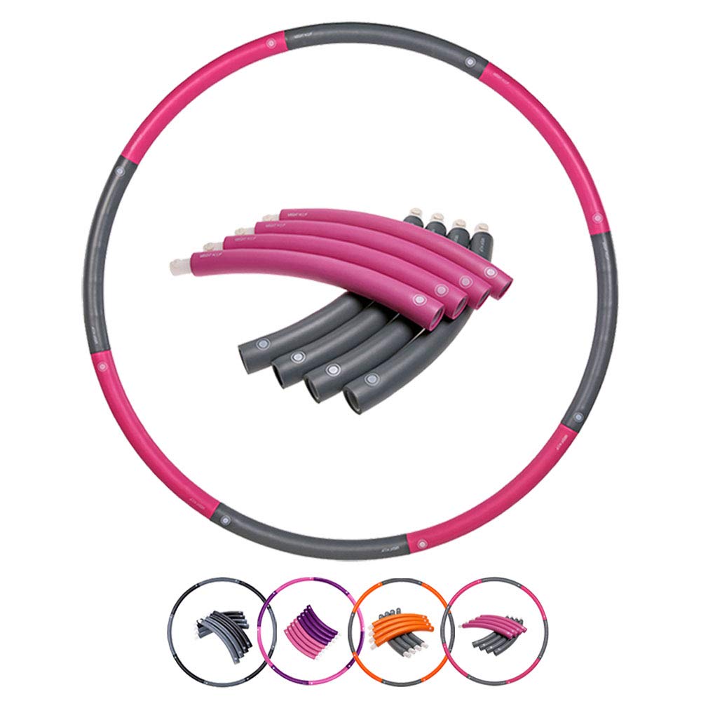 Joofang 8 Part Adjustable 2.3kg Hula Hoop for Adults 100cm, Heavy Weight, Abdominal Trainer Fitness Weighted Hoop for Weight Loss (Black and Gray)