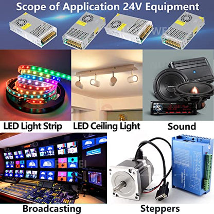 Transformer DC 24V 15A 360W Power Supply Switching Power Supply 230V AC to DC Power Supply 24Volt 15A Transformer Industrial Adapter for LED Strip Light CCTV Camera Radio SMPS 110V/220V (2023 Upgraded)