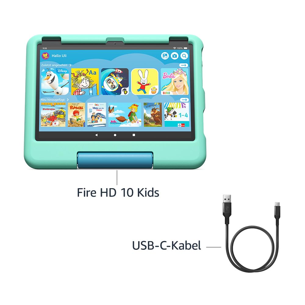 Fire HD 10 Kids Tablet (Latest Generation), for preschool-age children | With brilliant 10-inch display, parental controls, and 2-year worry-free guarantee | 2023 version, 32GB, green