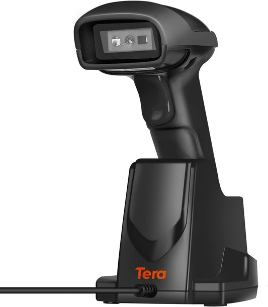 Tera Reader 2D Barcode Scanner: 3-in-1 USB Wired 2.4G Wireless Barcode Scanner with Memory, Charging Station for 1D 2D QR Code Inventory Tablet Laptop, D6100