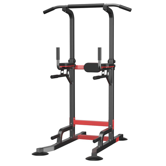 Power Tower Dip Station Pull-Up Bar – Adjustable multi-purpose home fitness equipment with non-slip foot pads – 330 pounds / 150 kg weight capacity.