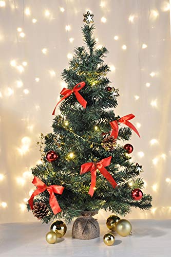 Household International HI Artificial Christmas Tree 75 cm Decorated and decorated fir tree with lights for Christmas.