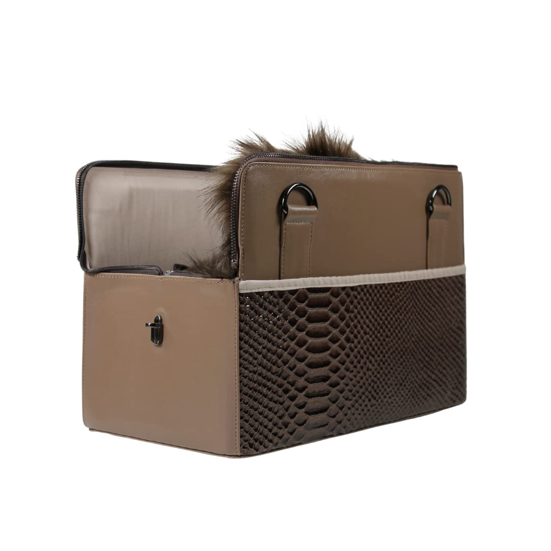 MYXA Classic dog carrier with removable roof net (Brown Snake, incl. 360° storage compartments)
