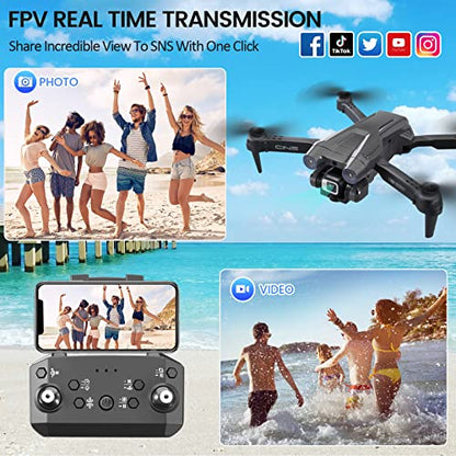 Mingfuxin Foldable Drone with Camera for Beginners, RC Quadcopter Drone with App WIFI FPV Live Video, Altitude Hold, Headless Mode One-Key Takeoff Landing for Adults Kids