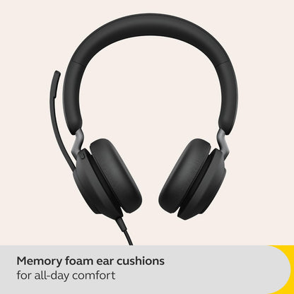 Jabra Evolve2 40 SE - Wired stereo headset with noise cancellation and 3-microphone technology - USB-A cable - certified for MS Teams, compatible with other platforms - Black