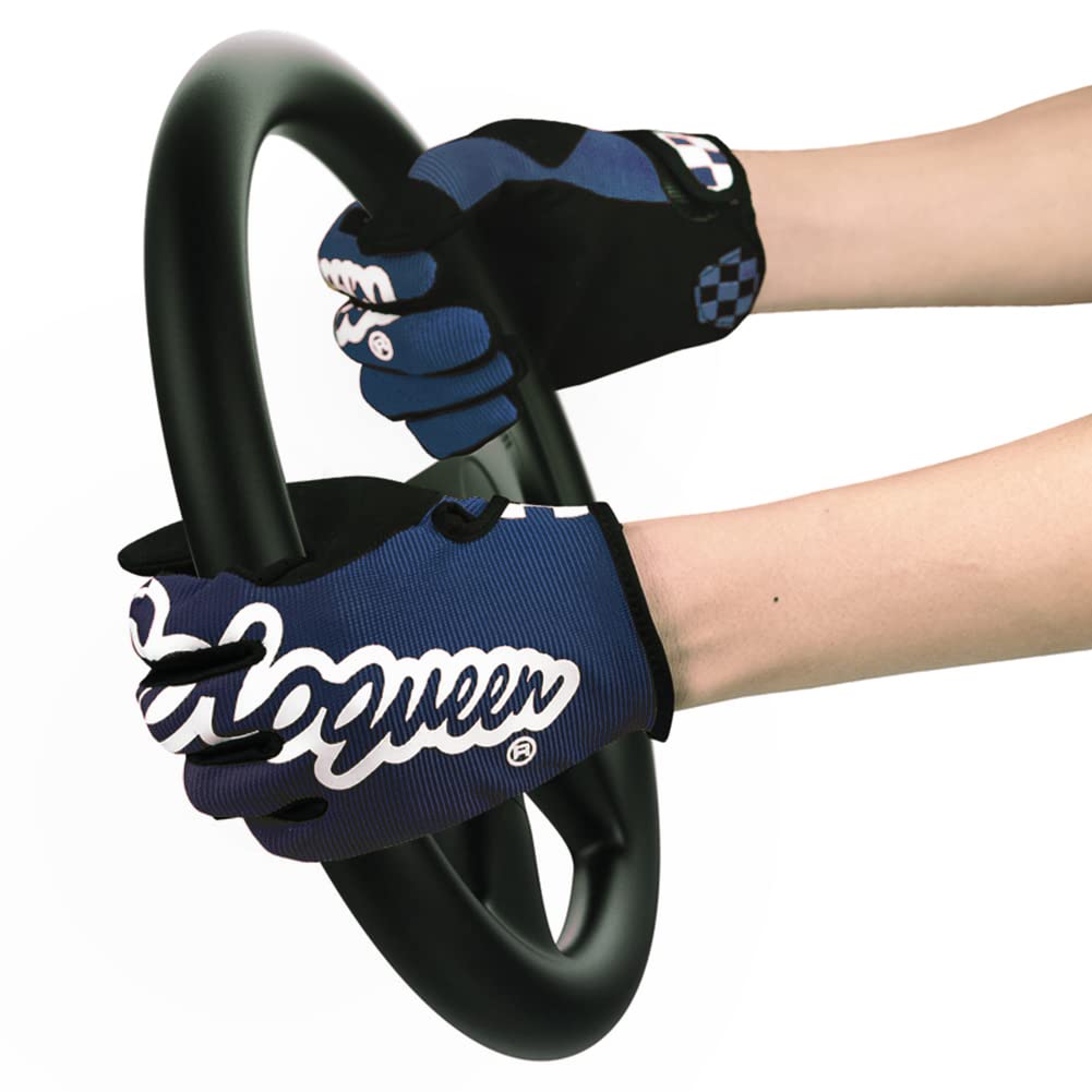 SOLO QUEEN Gloves for SIM Racing | Karting | ATV | all Steering Wheel Games | Synthetic Leather (Blue, L)