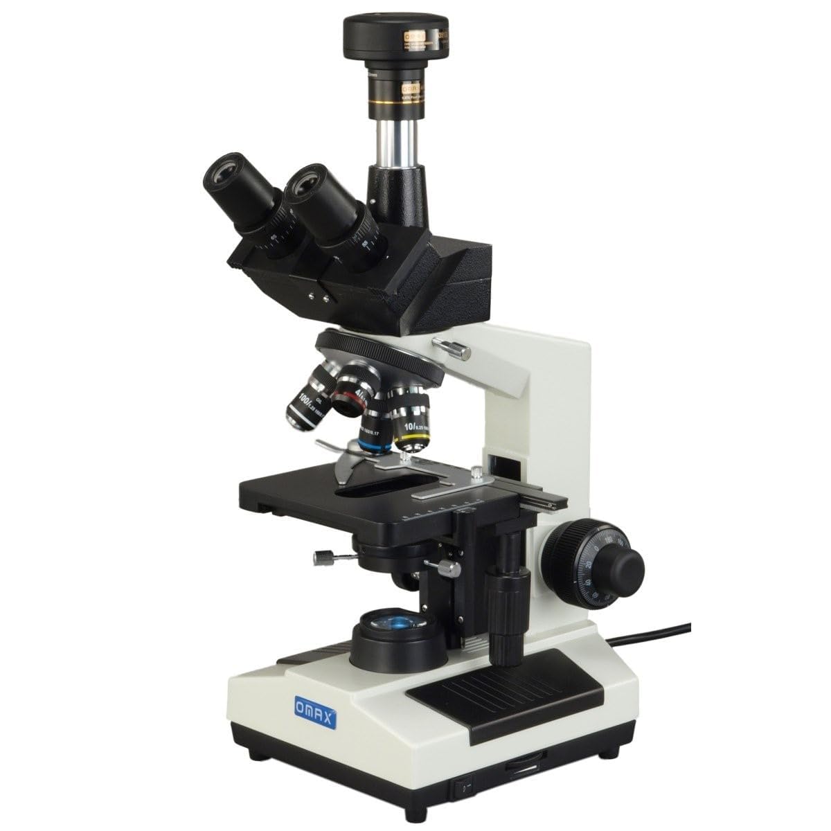 AmScope M837ZL-A191BD-C50U OMAX 40X-2500X 5MP Digital Advanced Oil NA1.25 Darkfield Trinocular Compound LED Microscope with 5.0MP Camera with Measurement, Stitching, and Extended Depth of Field.