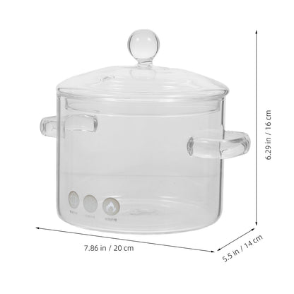 Vaguely 2 pieces glass pot with lid 1350 ml soup pot cooking pot clear simmer pot soup pot borosilicate glass cookware for stove induction