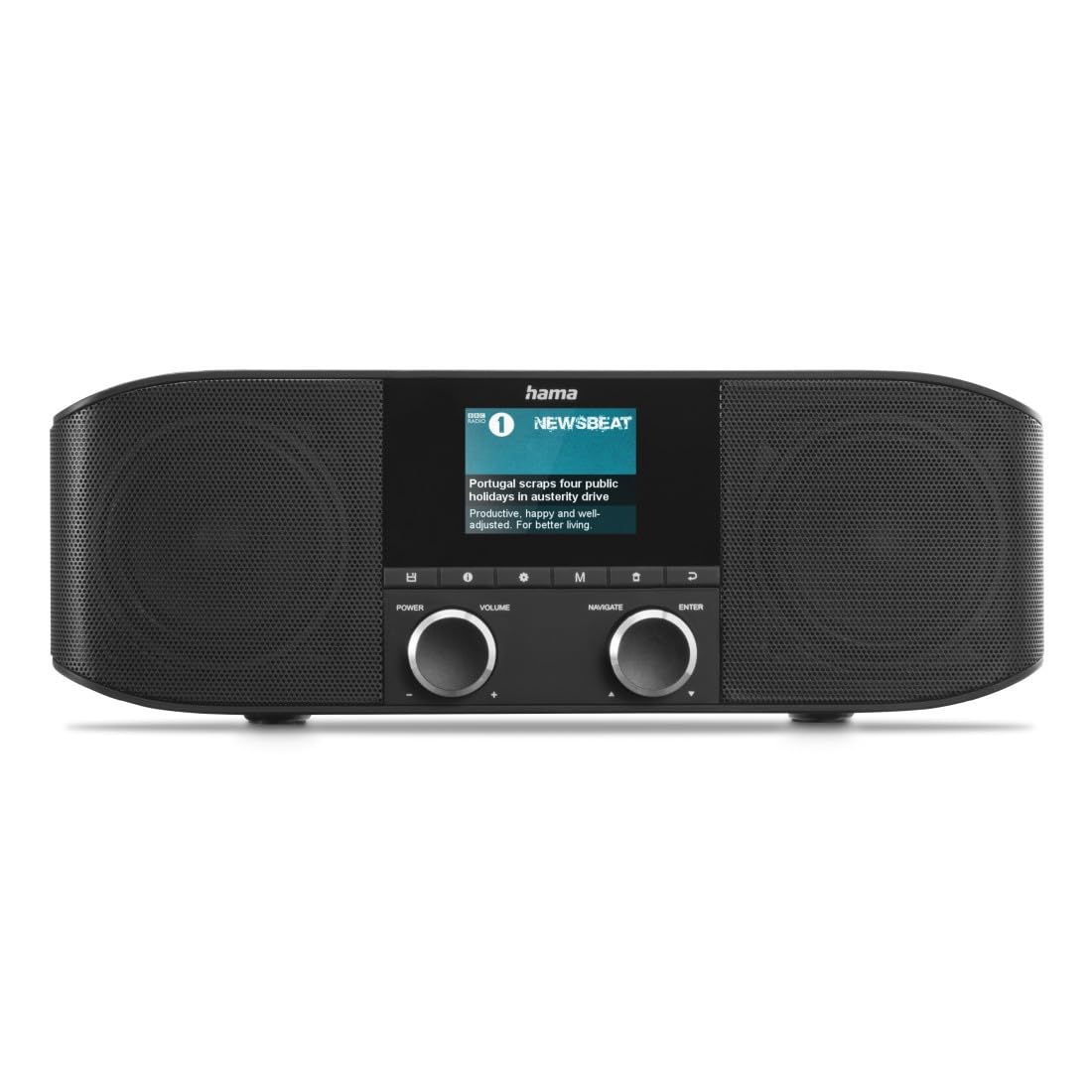Hama DAB+ Radio with Bluetooth - Kitchen Radio DR1410BT Digital Radio Stereo, Alarm Clock, Headphone Jack Aux 3.5mm, FM, Color Display - Black