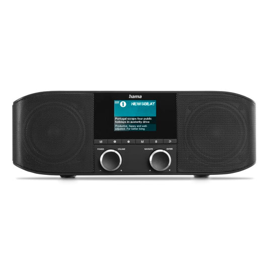 Hama DAB+ Radio with Bluetooth - Kitchen Radio DR1410BT Digital Radio Stereo, Alarm Clock, Headphone Jack Aux 3.5mm, FM, Color Display - Black