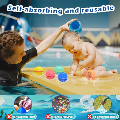 Betensh Reusable Water Balloons 5 Pack, Magnetic Water Balloons, Outdoor Water Toys for Summer Party, Water Park