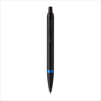 Parker IM Vibrant Rings Ballpoint Pen | satin black with navy blue accents | medium point with blue refill | gift box