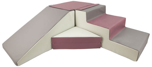 4 large foam building blocks play blocks slide set (color: white, gray, purple)
