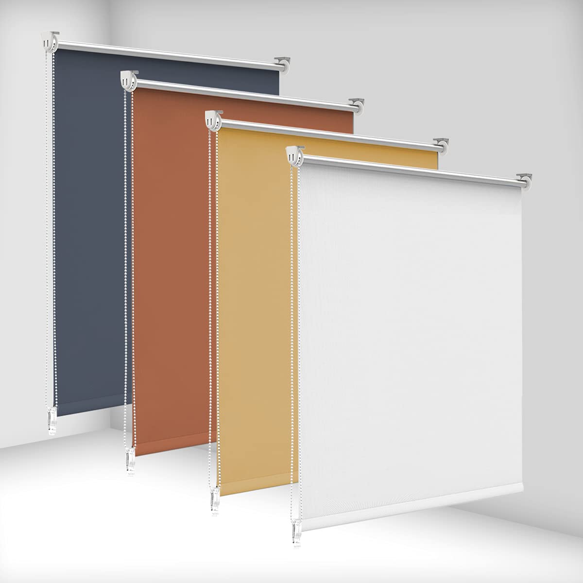 bobodeco blackout roller blind without drilling & with drilling, blackout roller blind with clamp, white 85x130cm (WxH), thermal roller blind privacy and sun protection, roller blinds heat protection for windows & doors
