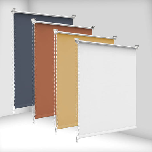 bobodeco blackout roller blind without drilling & with drilling, blackout roller blind with clamp, white 85x130cm (WxH), thermal roller blind privacy and sun protection, roller blinds heat protection for windows & doors