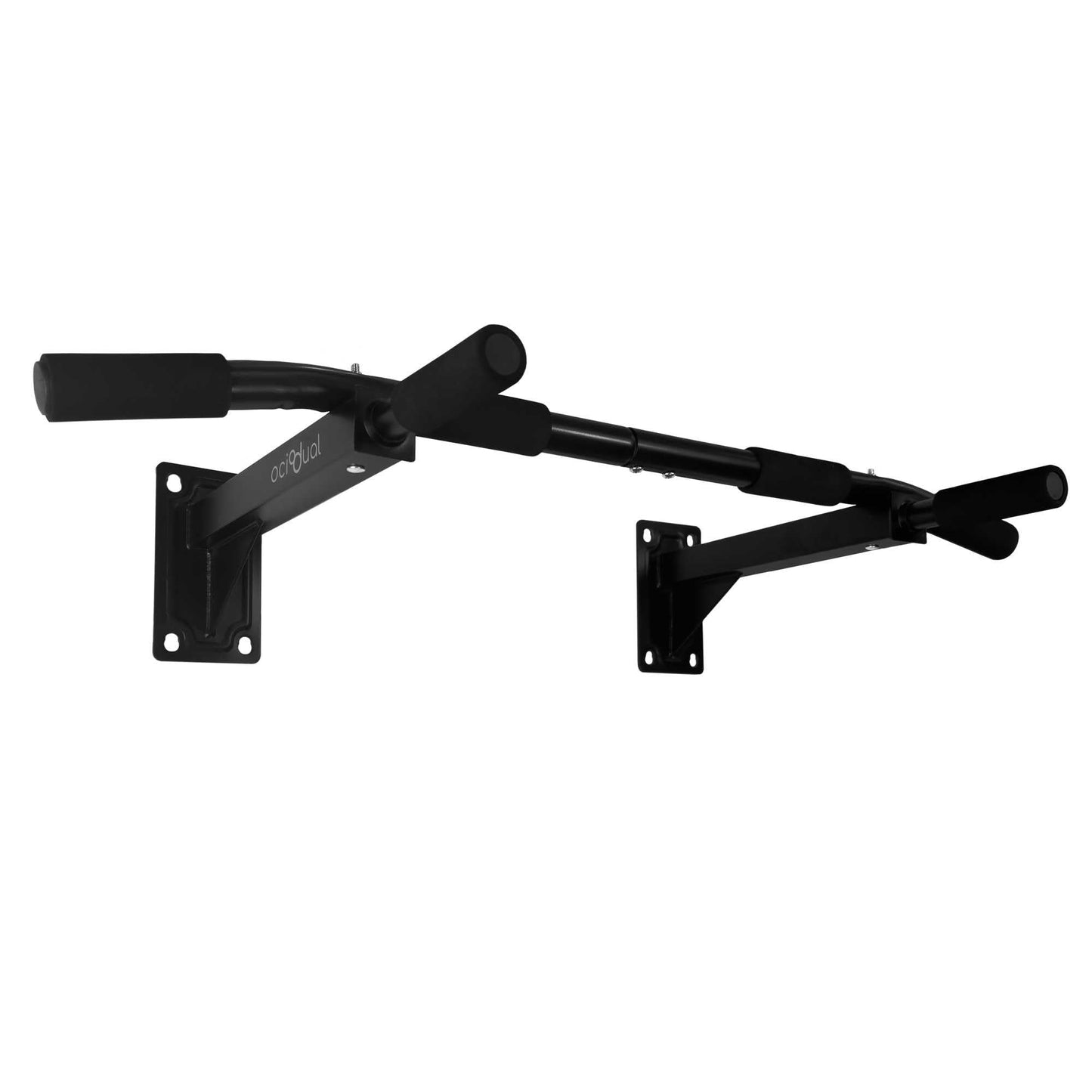 OcioDual wall-mounted chin-up bar for pull-ups, dips, back exercises, up to 200 kg, glossy black, gym, home gym, sturdy