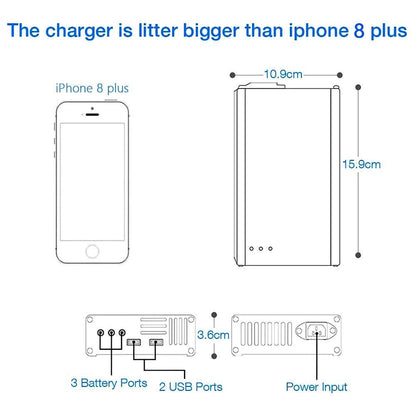 Yangers DJI Mavic 2 Zoom / 2 Pro/Mavic Enterprise Multi Charger, Parallel Charging Hub, Smart Rapid Balance Dock Station for 3 Flight Batteries, Remote Control for Smartphone Tablet.