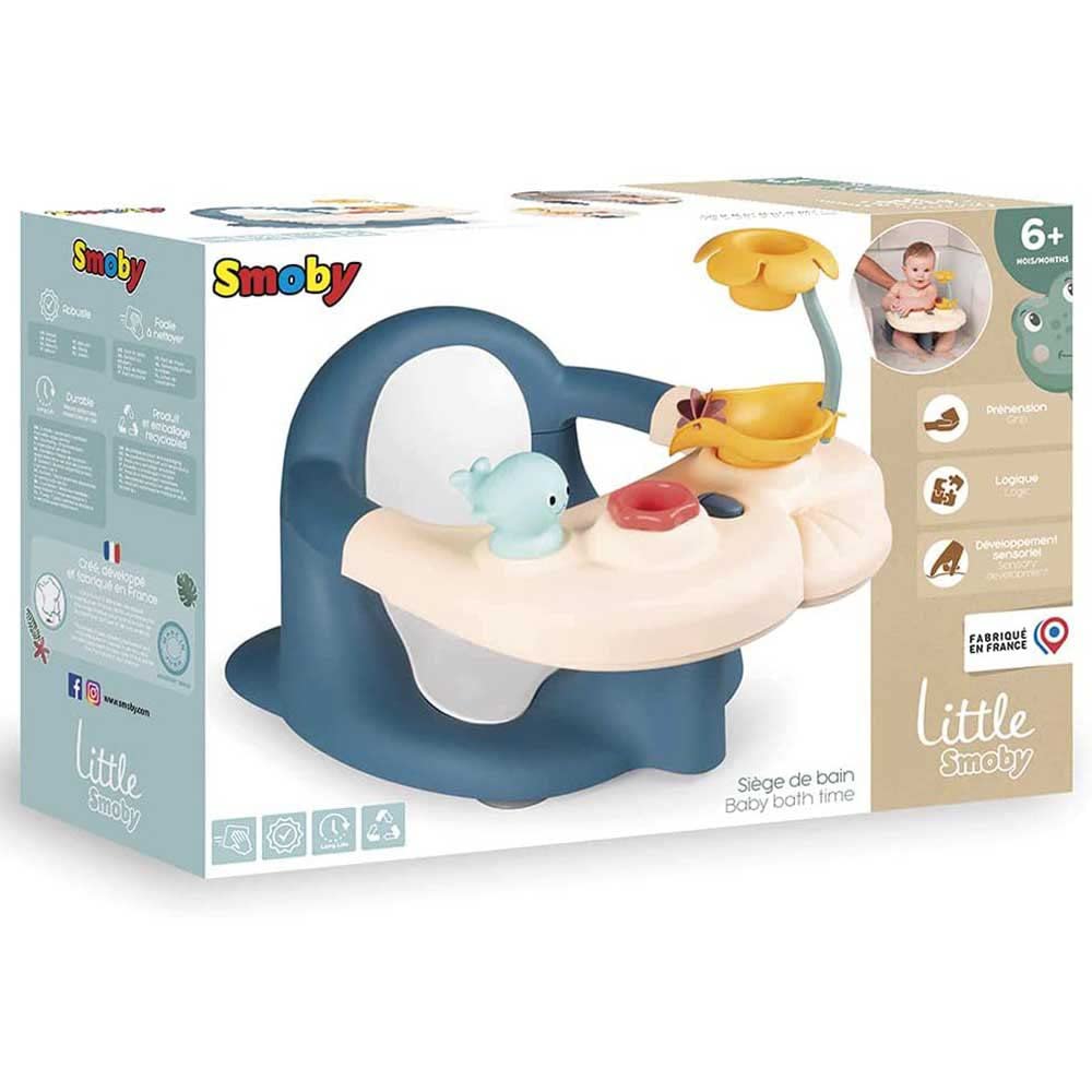 Smoby Toys - Little Smoby Baby Bath Seat from 6 months - Bath seat with play table including bath toys - Seat support for babies & toddlers with suction cups.