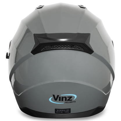 VINZ Kennet Full-Face Helmet with Sun Visor | Motorcycle Helmet Full-Face Moped Helmet ECE 22.05 | Full-Face Helmets for Men & Women | Available in Sizes XS-XXL - Nardo Grey