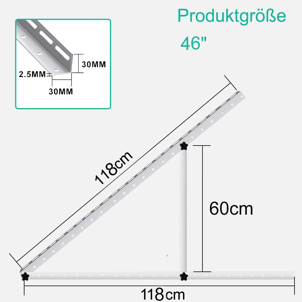 2 pairs of solar panel mounts 46 inches (1180MM), universal flat roof solar module mounting for solar panels with adjustable tilt angle, fastening, adjustable brackets