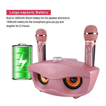 Portable karaoke machine, wireless Bluetooth speaker with 2 microphones Home karaoke party set for family home. Supports AUX TF card U disk FM radio. For children.