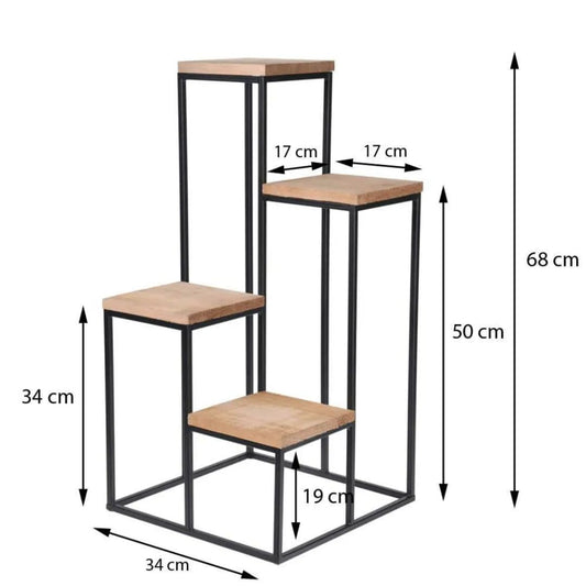 KOOPMANN flower stand with 4 shelves 34x34x67cm (HxH) plant shelf flower stand wooden stand