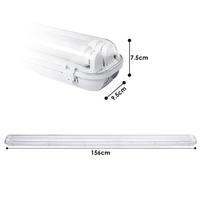 Sunworld LED moisture-proof luminaire 150cm 4 pieces 4000K neutral white 2x 24W tube 4800lm IP65 waterproof T8 workshop lamp tube lamp complete strip light for garage basement office warehouse