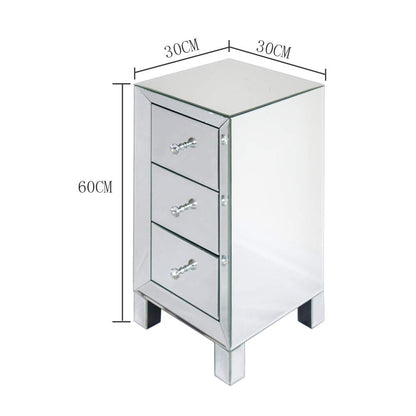 LEADZM nightstand glass with 3 drawers, 1 piece, side table bedside cabinet, storage cabinet, for living room, bedroom, office, bathroom, etc., 30 x 30 x 60 cm (1)