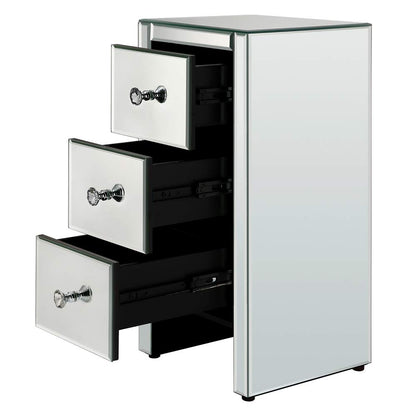 LEADZM nightstand with 3 drawers, 1 piece, side table bedside cabinet, glass storage cabinet for living room, bedroom, office, bathroom, etc, 30 x 30 x 60 cm