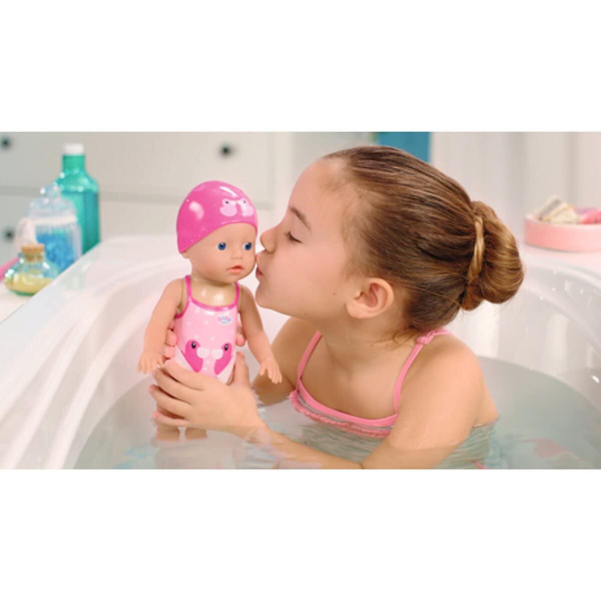 BABY born My First Swim Girl, wind-up bathing doll, waterproof, battery-free, 30 cm tall doll, 834060 Zapf Creation, Pink