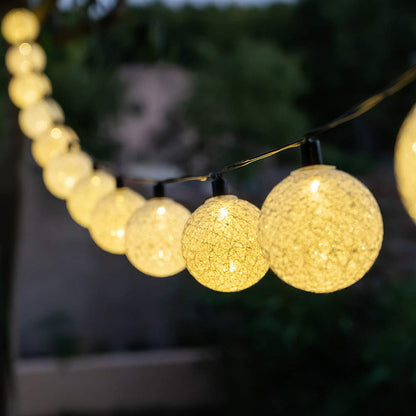 GuirLED - Outdoor garland with LED light balls Guinguette - Waterproof IP65 - High efficiency solar panel - Automatic ON/OFF - 16 balls 3m - Forest