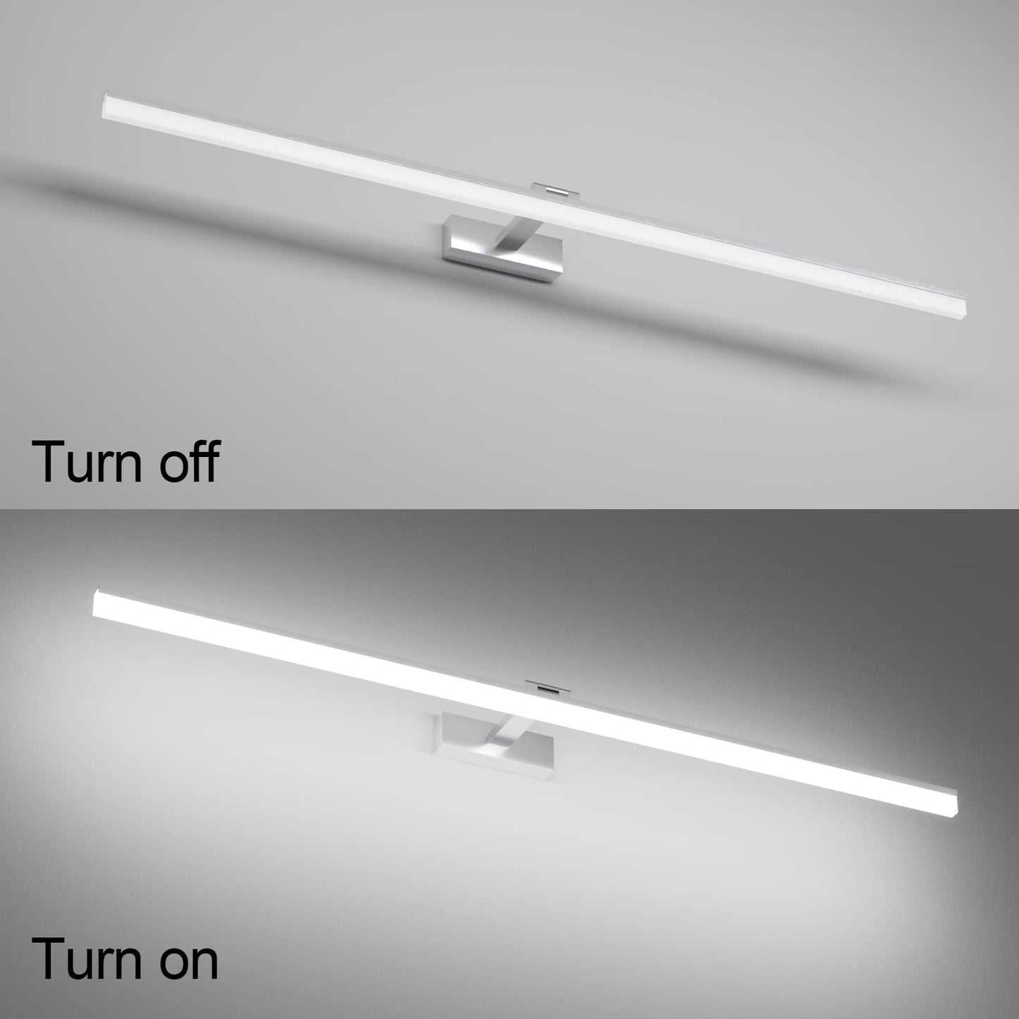 Klighten LED Mirror Light Bathroom 32W 1820LM Cool White 6000K, 180° Rotation, IP44 Waterproof Mirror Lamp Bathroom, Non-dimmable Bathroom Light Wall Lighting 120CM (Silver)