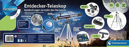 Clementoni Galileo Lab NASA Explorer Telescope - With 300x magnification, tripod, and interchangeable eyepieces - Star telescope for kids aged 8 and up, 59352
